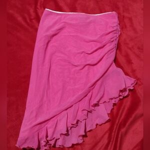 Hot Pink Asymmetrical Ruffle Skirt